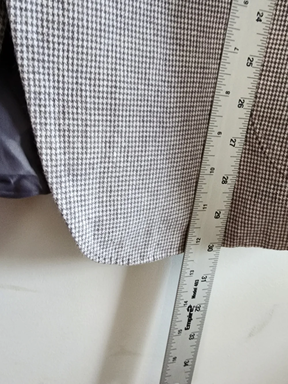 Stafford Linen Blend Men's 46R Blazer Sport Coat Gray Houndstooth Classic Fit